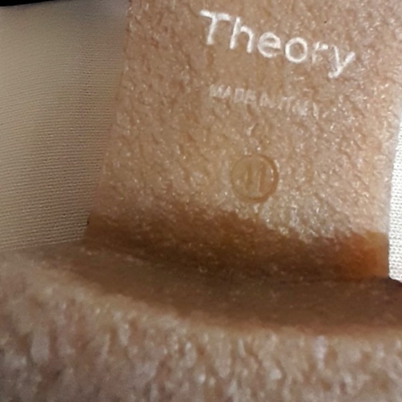 New Theory Crepe Heel Bootie Brown Cow Suede , Dyed Shearling Lamb Sz 41 Italy - Picture 8 of 8